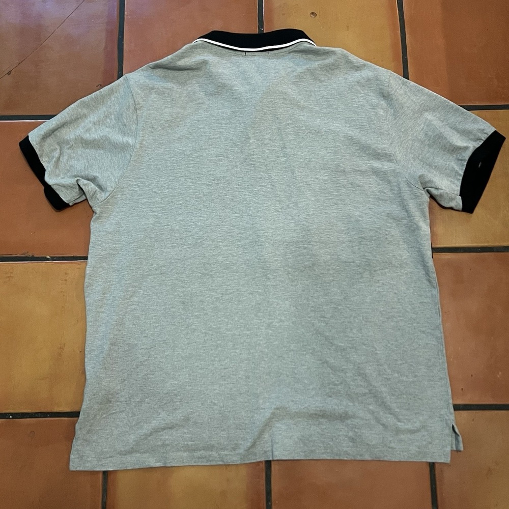 Polo Ralph Lauren Crest Polo Shirt Gray Black Rugby Big Pony Stripe Mens 2XB - Picture 6 of 8